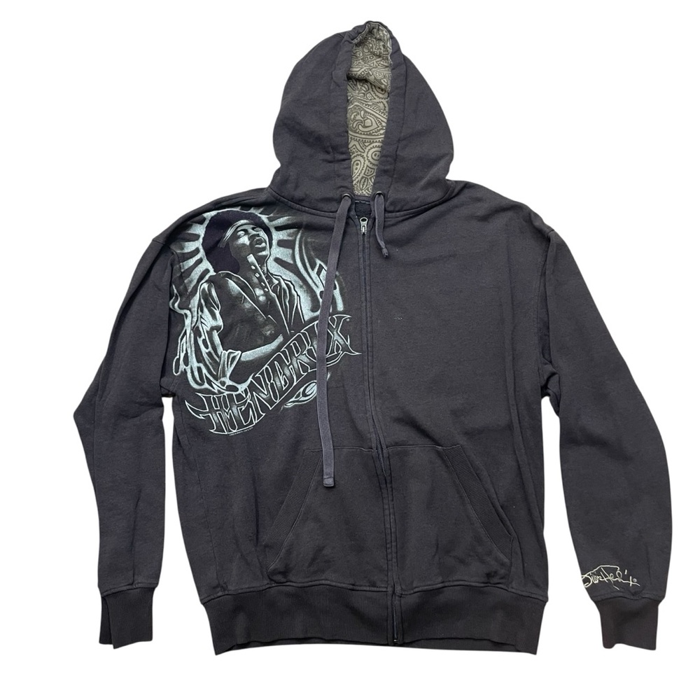 Classic Jimi Hendrix Hoodie Zip Brown XL Rock-N-Roll Music Band Memorabilia 2008